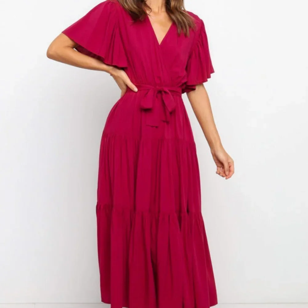 #23❤️ NWOT PETAL & PUP BARKER DRESS IN WINE - Picture 3 of 9